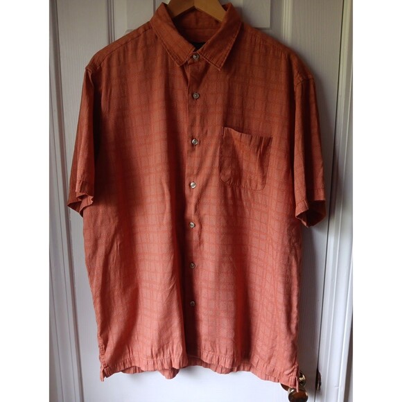 Van Huesen Mens Short Sleeve Button Up Shirt. Light Rust LG 16-16 1/2 - Picture 4 of 4